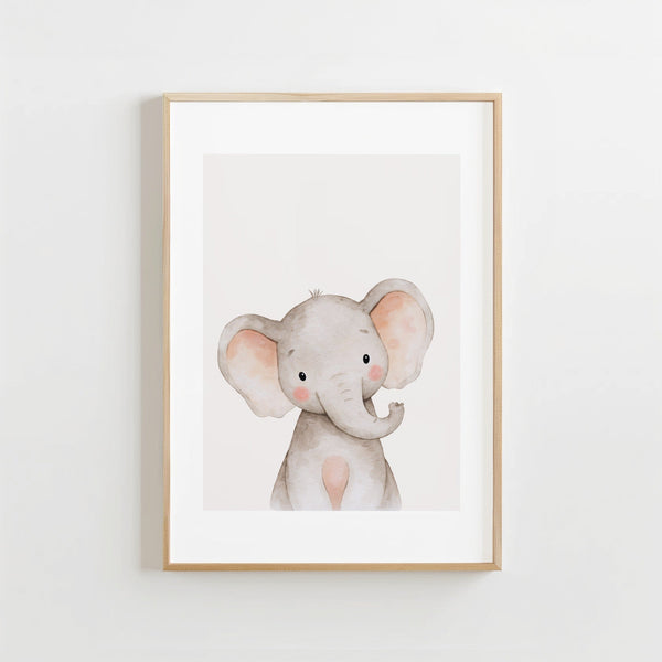 Aquarel Olifantje - Babykamer Poster of Canvas wanddecoratie