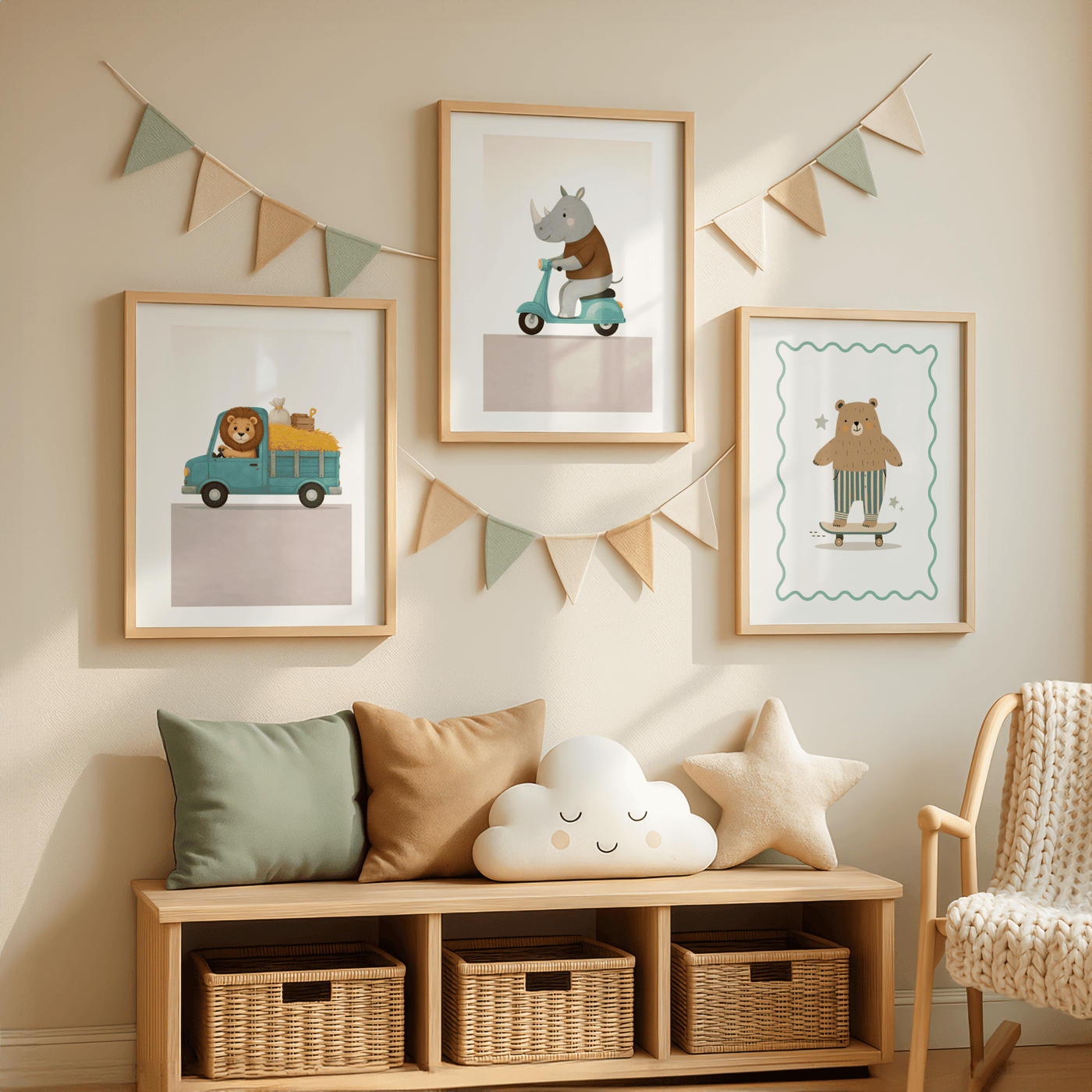 Avontuurlijke Leeuw - Kinderkamer Poster of Canvas wanddecoratie