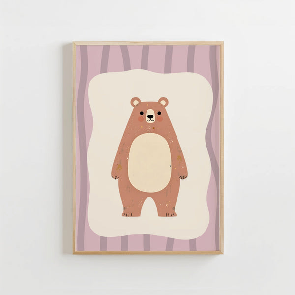 Beer Poster Kinderkamer | Lieve Bosdieren Poster of Canvas wanddecoratie