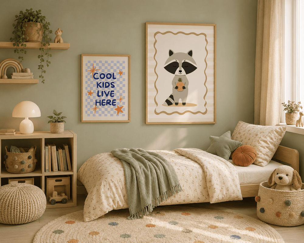 Cool Kids Live Here Poster Kinderkamer | Stoere Tekst Poster of Canvas wanddecoratie