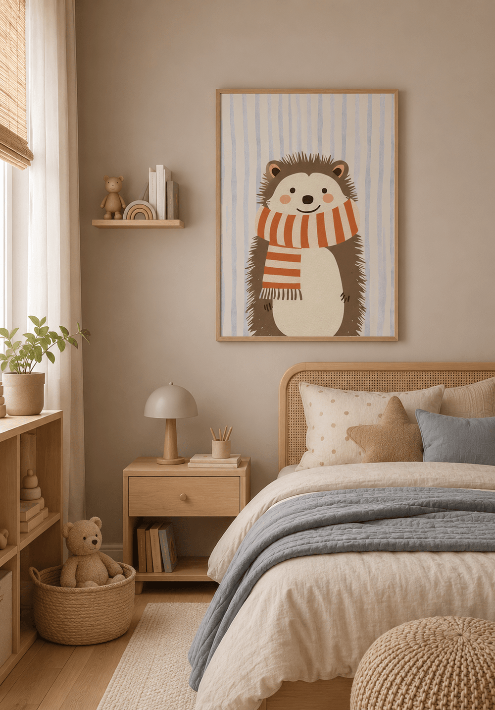 Egel Poster Kinderkamer | Lieve Bosdieren Poster of Canvas wanddecoratie