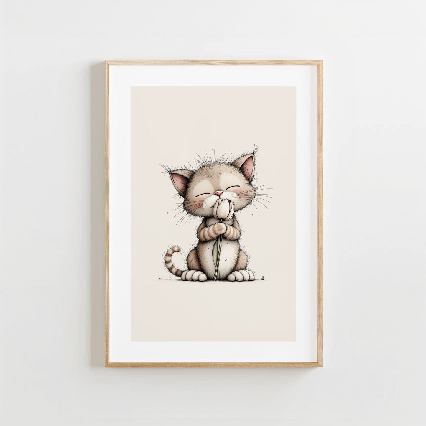 Knuffel Katje Tulp - Kinderkamer Poster of Canvas wanddecoratie