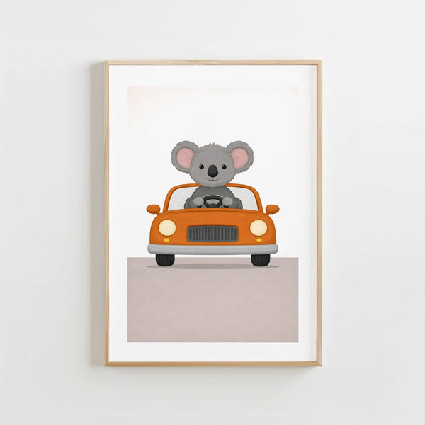 Koala Auto - Babykamer Poster of Canvas wanddecoratie