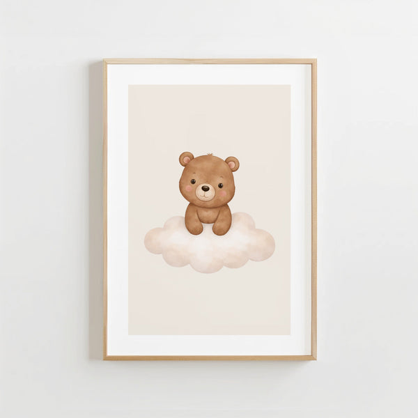 Lieve Beer Wolk - Babykamer Poster of Canvas wanddecoratie