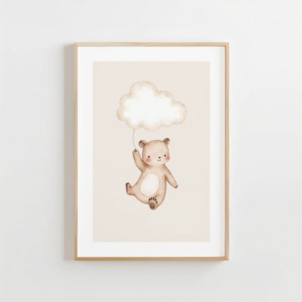 Lieve Beer Wolk - Kinderkamer Poster of Canvas wanddecoratie