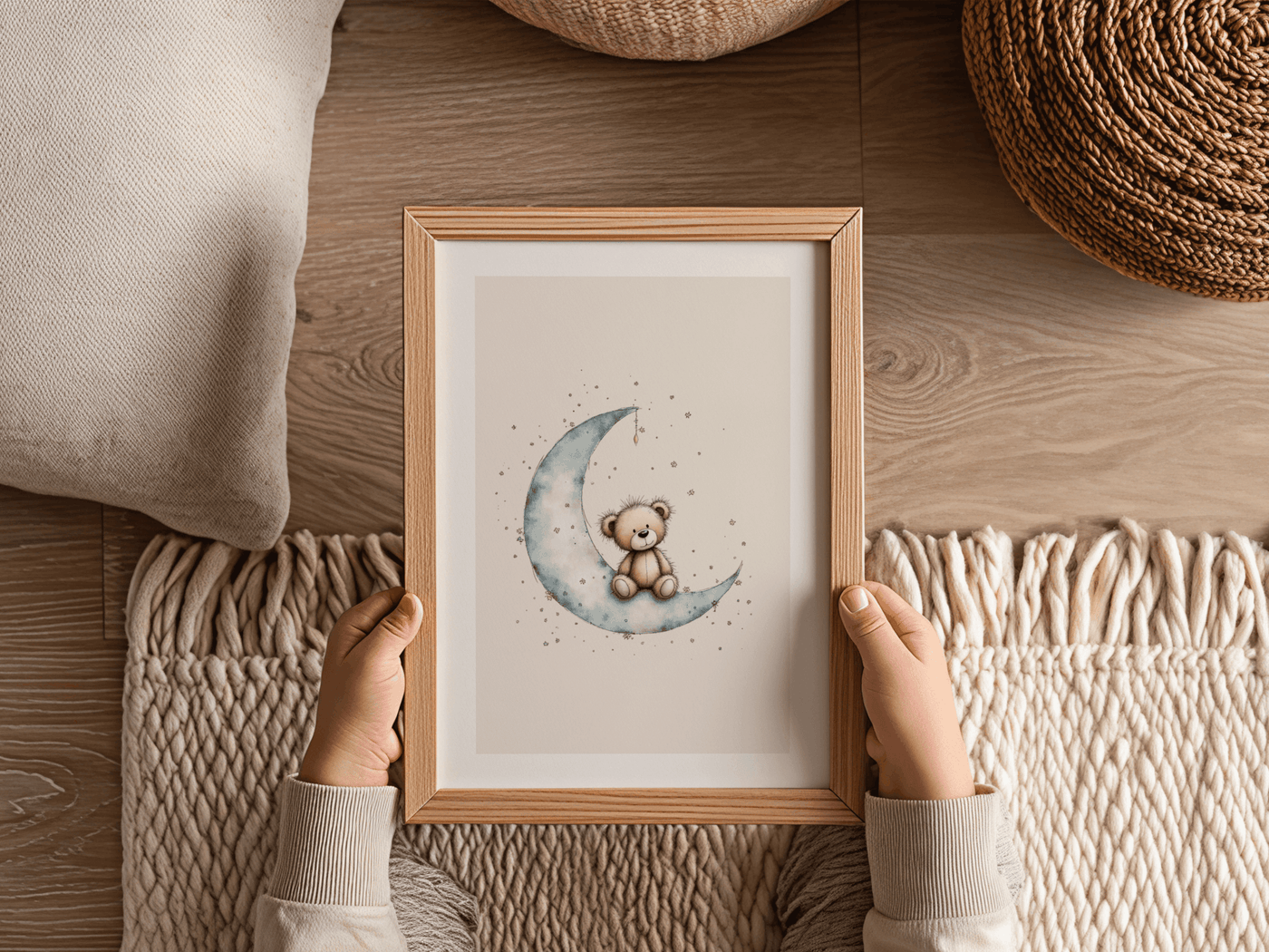 Maan Beertje - Babykamer Poster of Canvas wanddecoratie