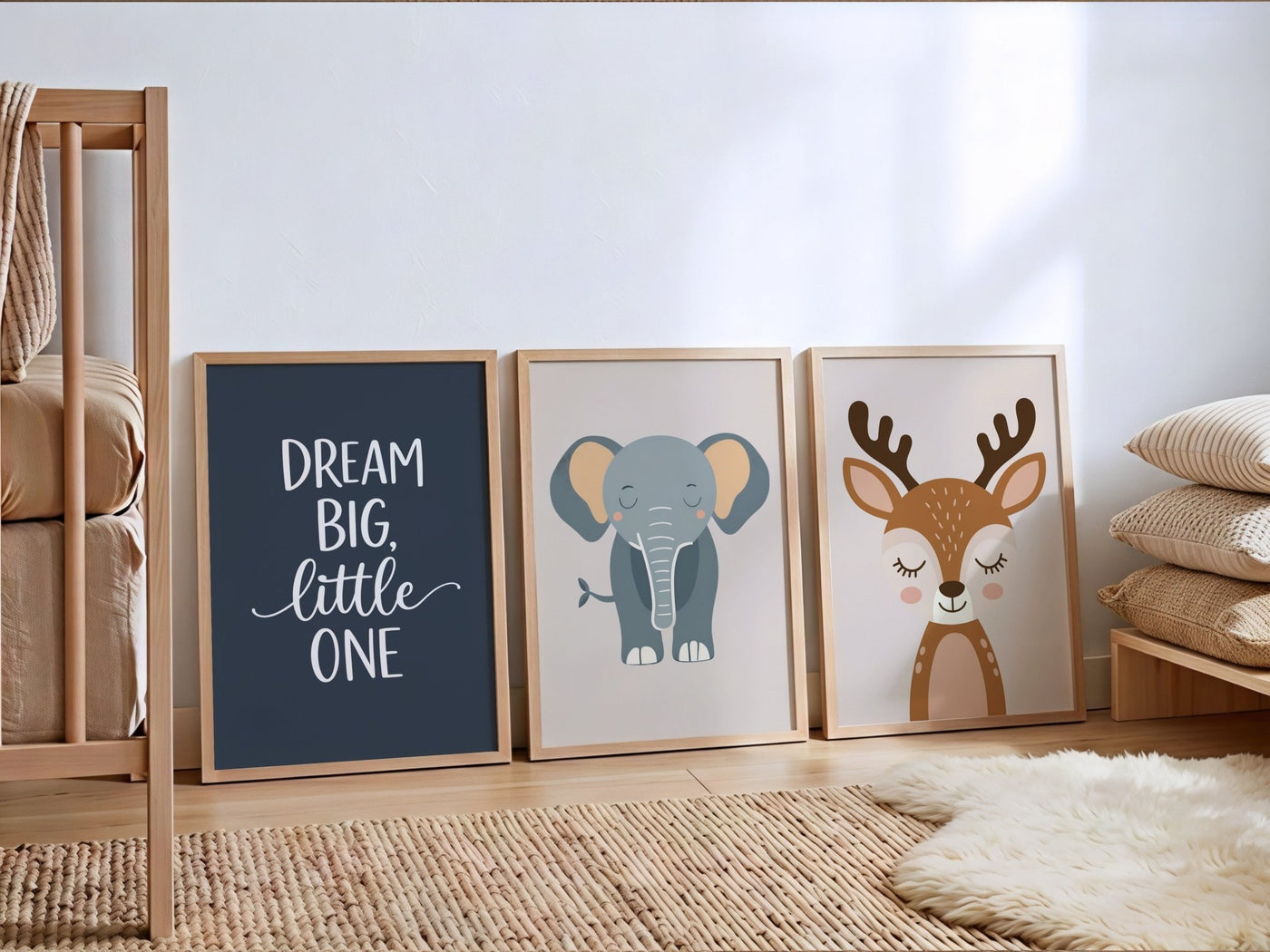 Olifant Poster Babykamer | Neutrale Dierenposter Kinderkamer of Canvas wanddecoratie