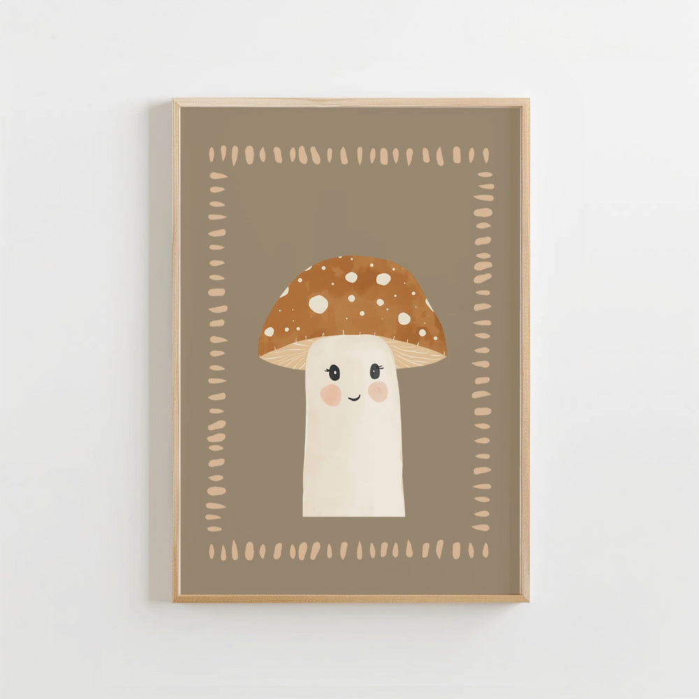 Paddenstoel Poster Kinderkamer | Lieve Bos Illustratie of Canvas wanddecoratie