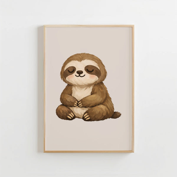 Rustige Luiaard - Babykamer Poster of Canvas wanddecoratie
