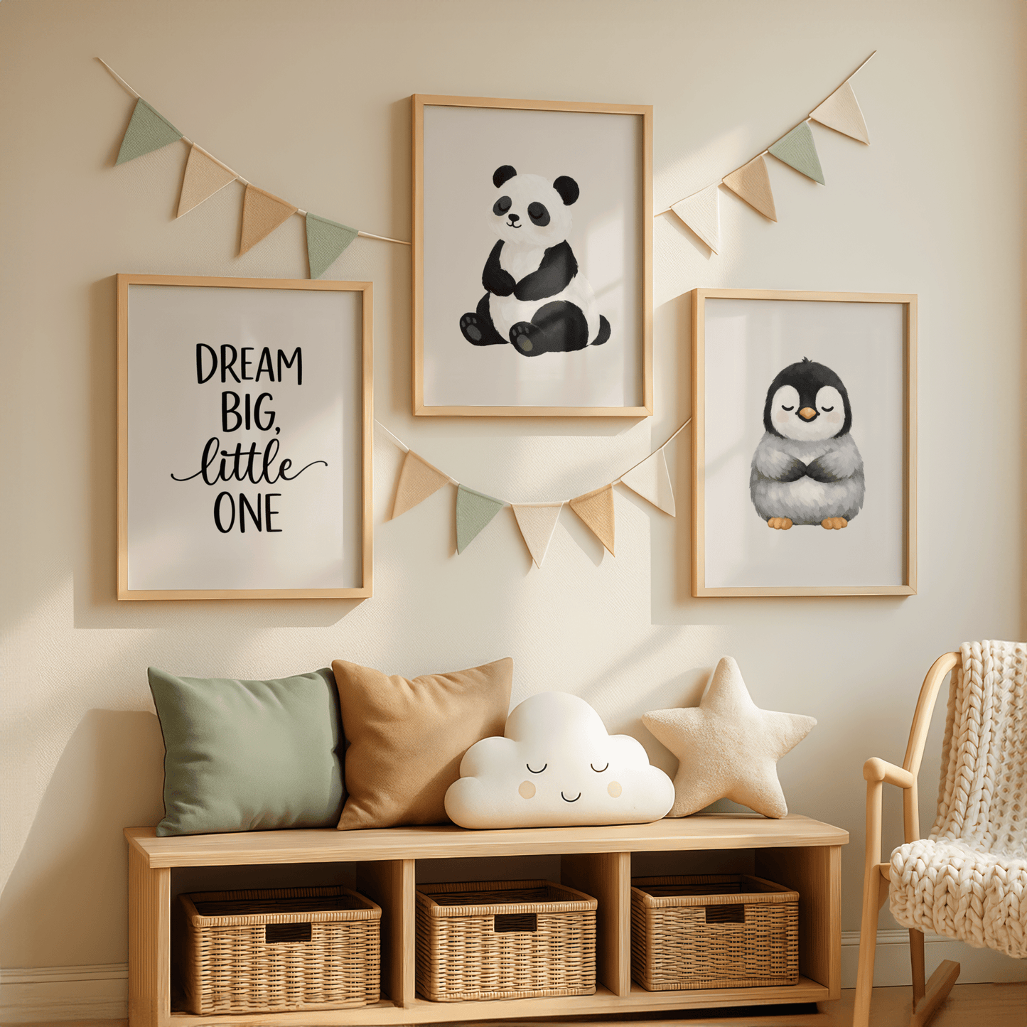 Schattige Panda - Babykamer Poster of Canvas wanddecoratie
