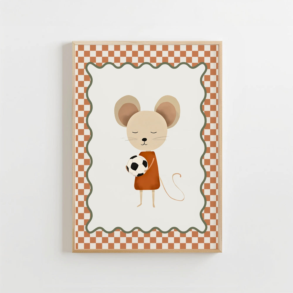 Voetbal Muis Poster Kinderkamer | Stoere Jongenskamer Poster of Canvas wanddecoratie
