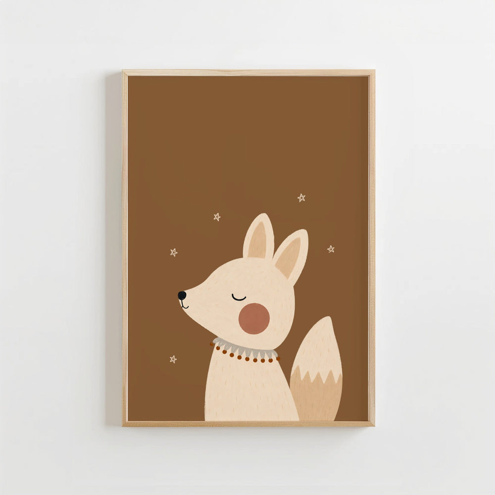 Vosje met Sterren Poster Kinderkamer | Dromerige Bosdieren Poster of Canvas wanddecoratie