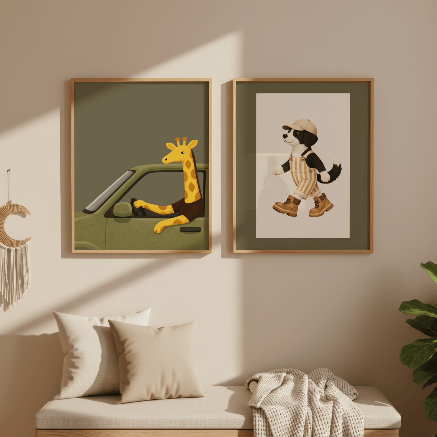 Wandelend hondje - Kinderkamer Poster of Canvas wanddecoratie