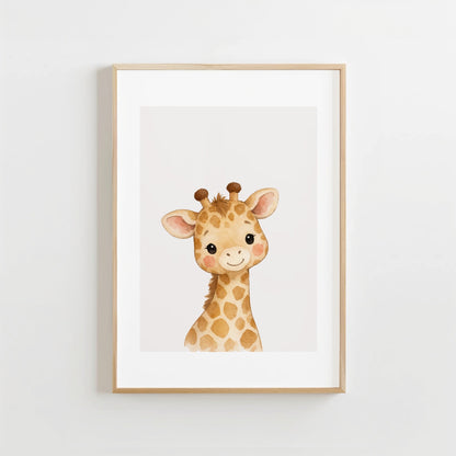 Aquarel Giraf - Kinderkamer Poster of Canvas wanddecoratie