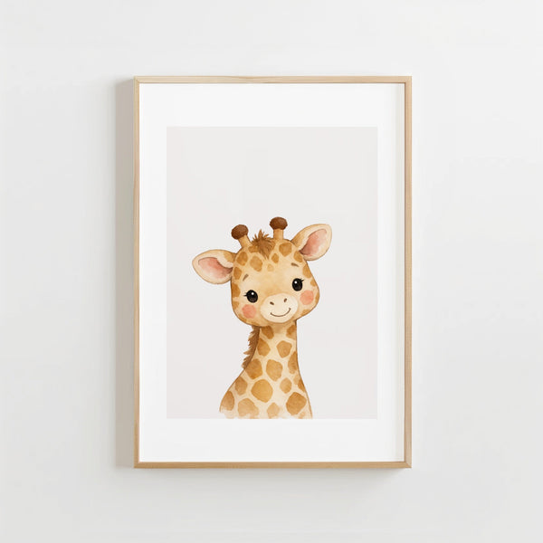 Aquarel Giraf - Kinderkamer Poster of Canvas wanddecoratie