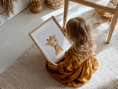 Aquarel Giraf - Kinderkamer Poster of Canvas wanddecoratie