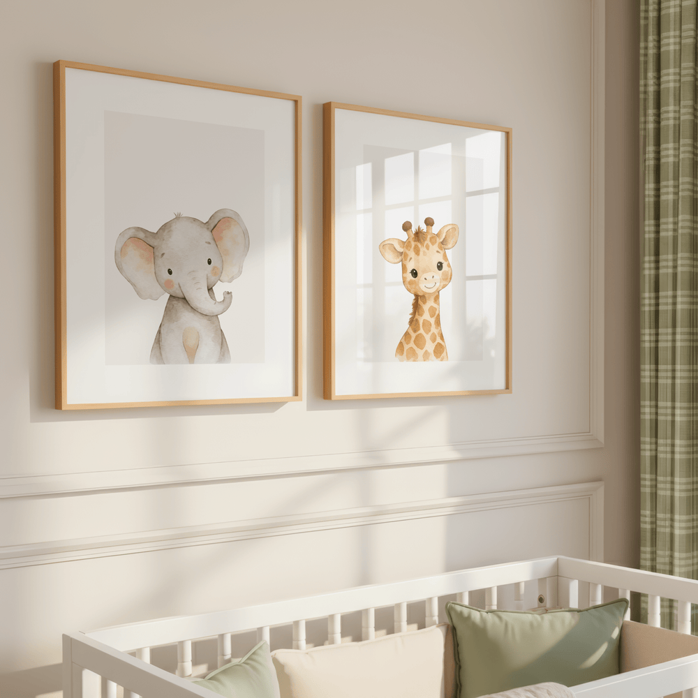 Aquarel Giraf - Kinderkamer Poster of Canvas wanddecoratie