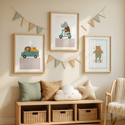 Avontuurlijke Leeuw - Kinderkamer Poster of Canvas wanddecoratie