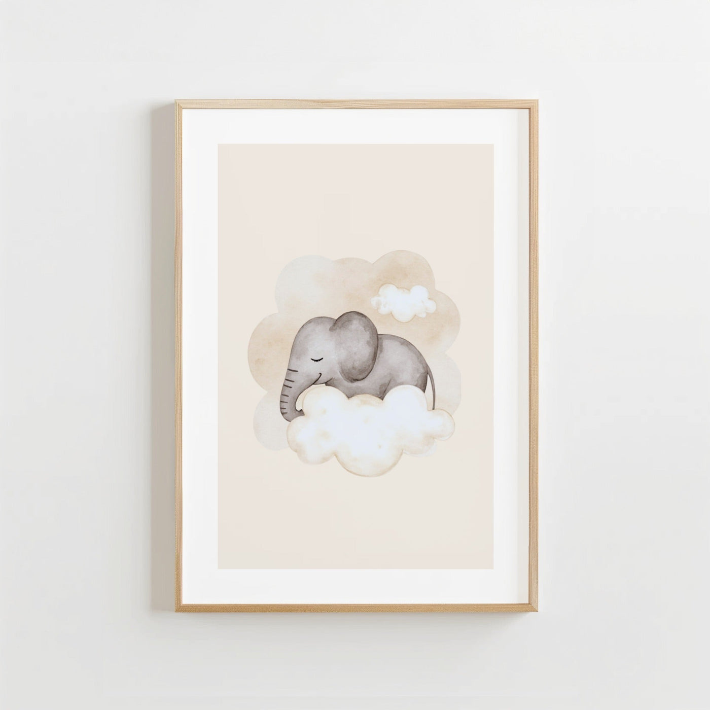 Baby Olifant Wolken - Babykamer Poster of Canvas wanddecoratie