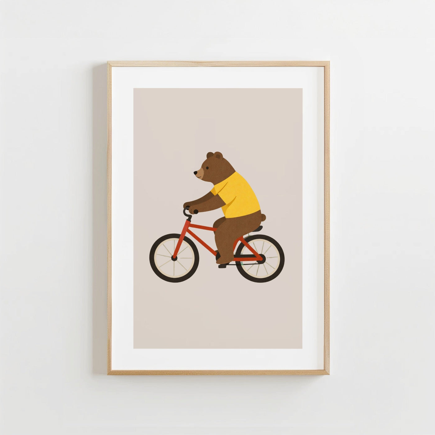 Beer op Fiets - Babykamer Poster of Canvas wanddecoratie