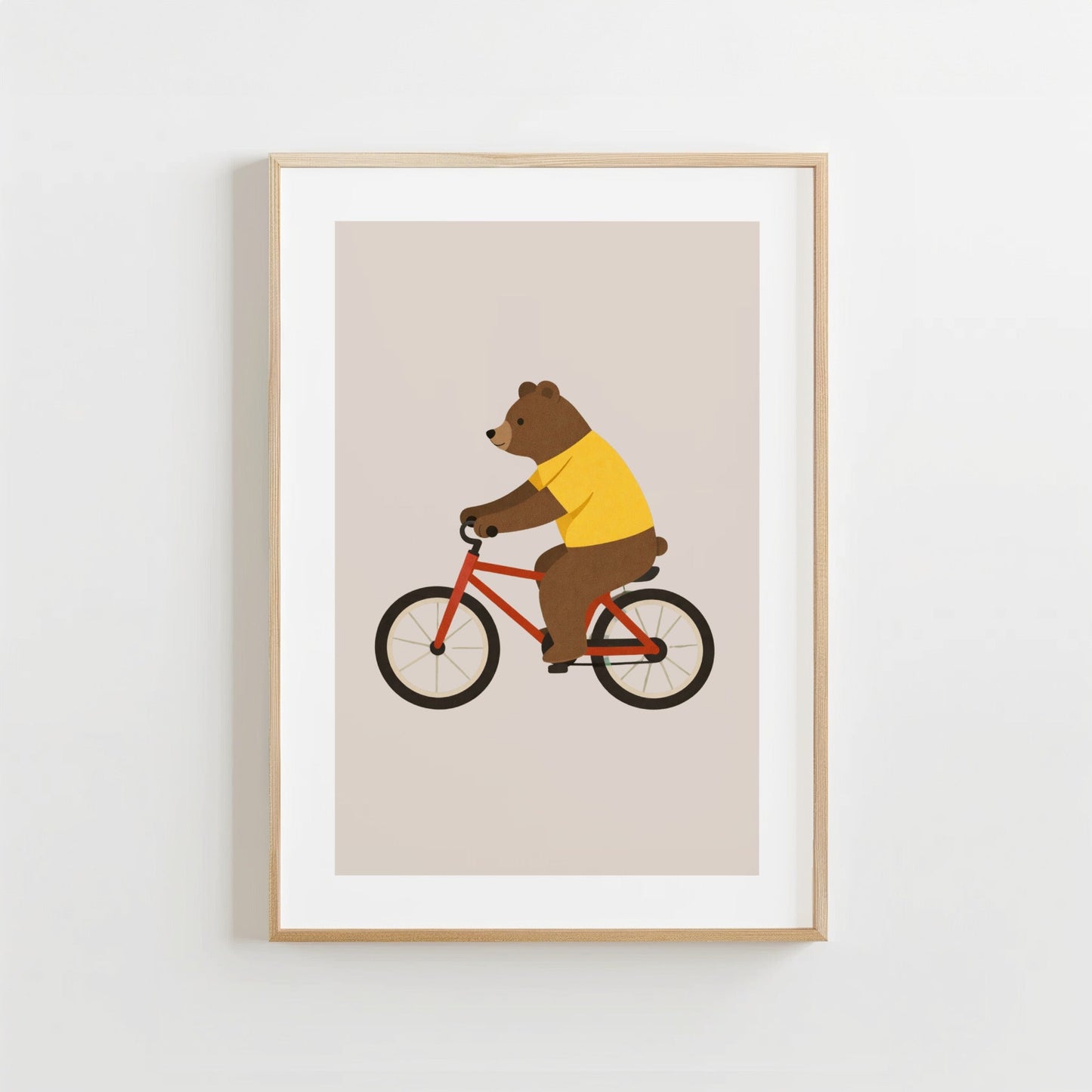 Beer op Fiets - Babykamer Poster of Canvas wanddecoratie
