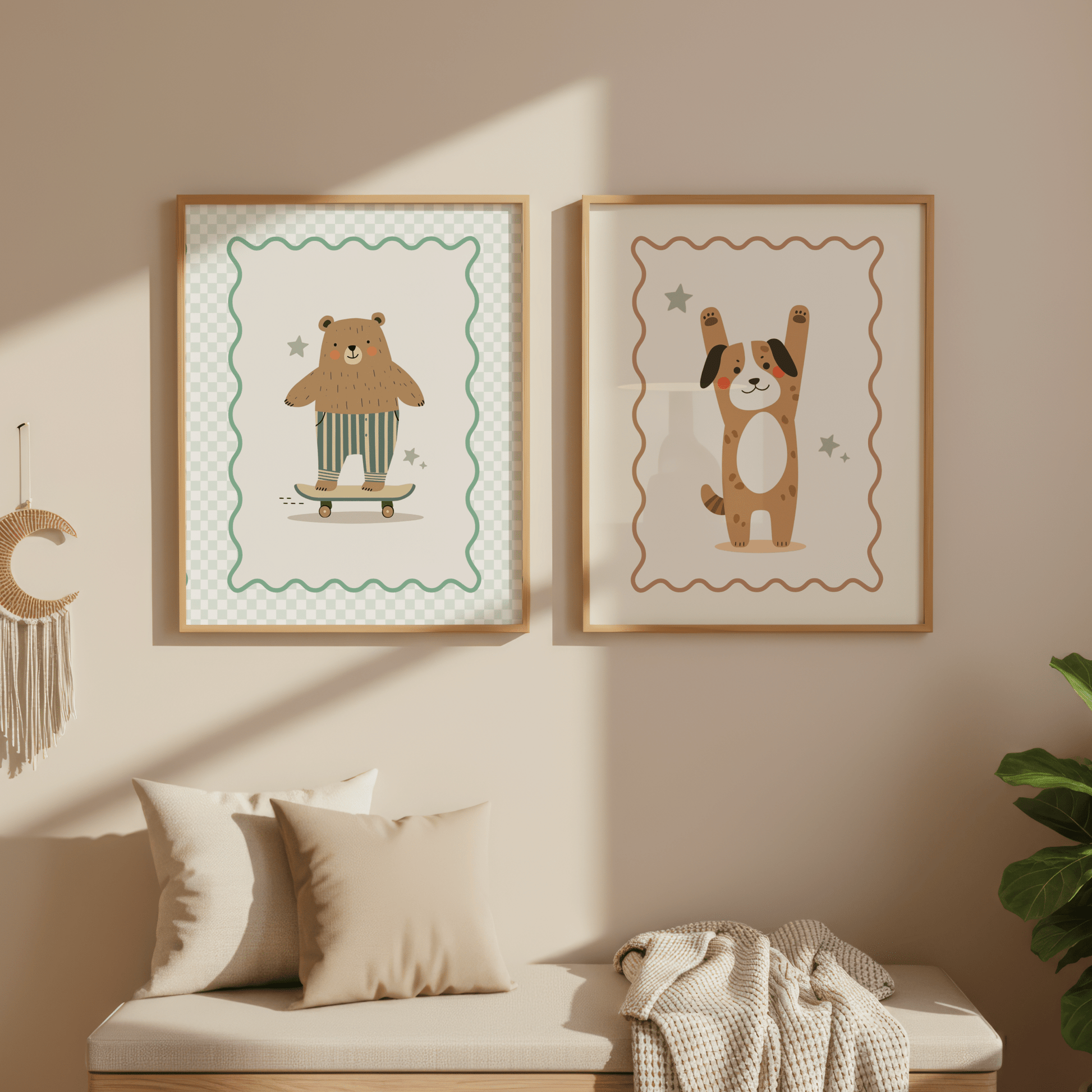 Beer op Skateboard - Kinderkamer Poster of Canvas wanddecoratie