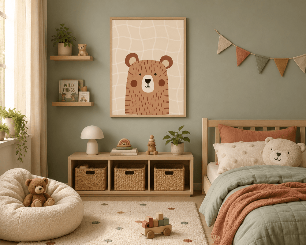 Beer Poster Kinderkamer | Neutrale Bosdieren Poster of Canvas wanddecoratie