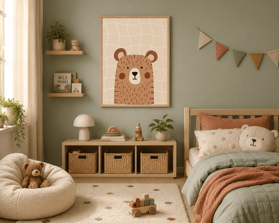 Beer Poster Kinderkamer | Neutrale Bosdieren Poster of Canvas wanddecoratie