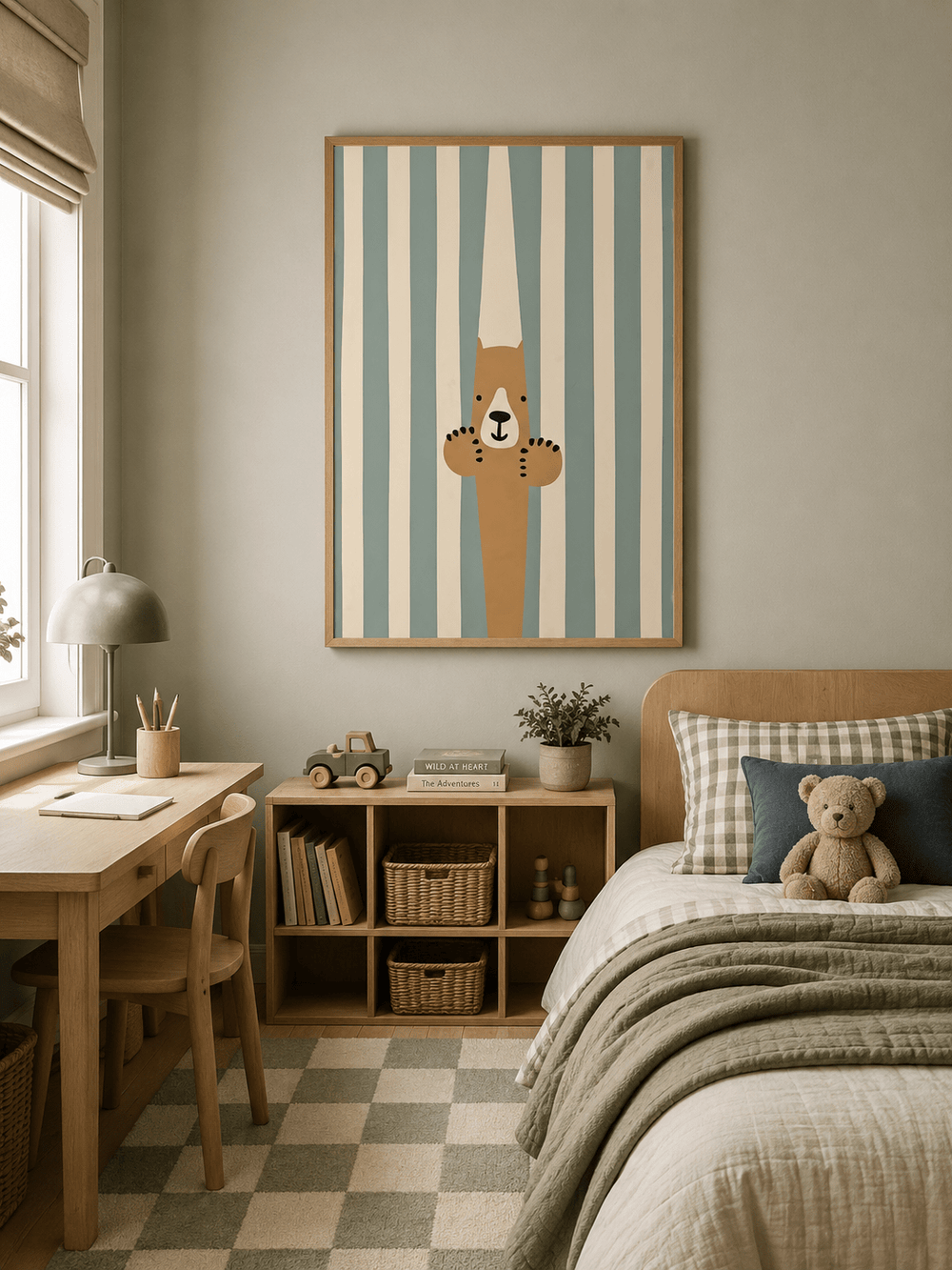 Beer Poster Kinderkamer | Speelse Bosdieren Poster of Canvas wanddecoratie