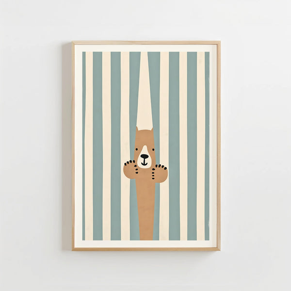 Beer Poster Kinderkamer | Speelse Bosdieren Poster of Canvas wanddecoratie