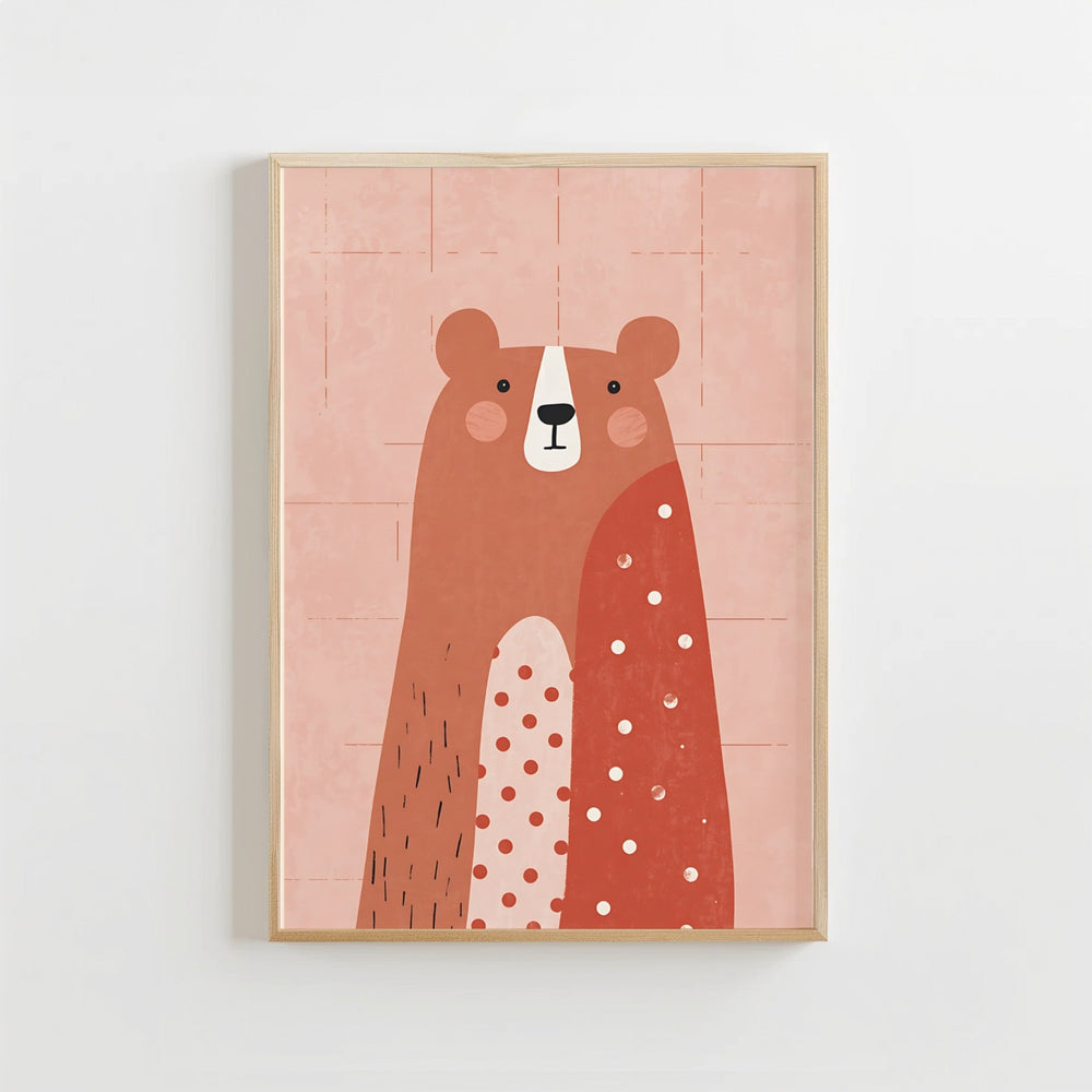 Beer Poster Kinderkamer | Terracotta Dierenposter of Canvas wanddecoratie