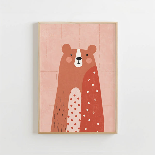 Beer Poster Kinderkamer | Terracotta Dierenposter of Canvas wanddecoratie
