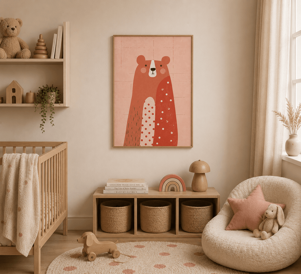 Beer Poster Kinderkamer | Terracotta Dierenposter of Canvas wanddecoratie