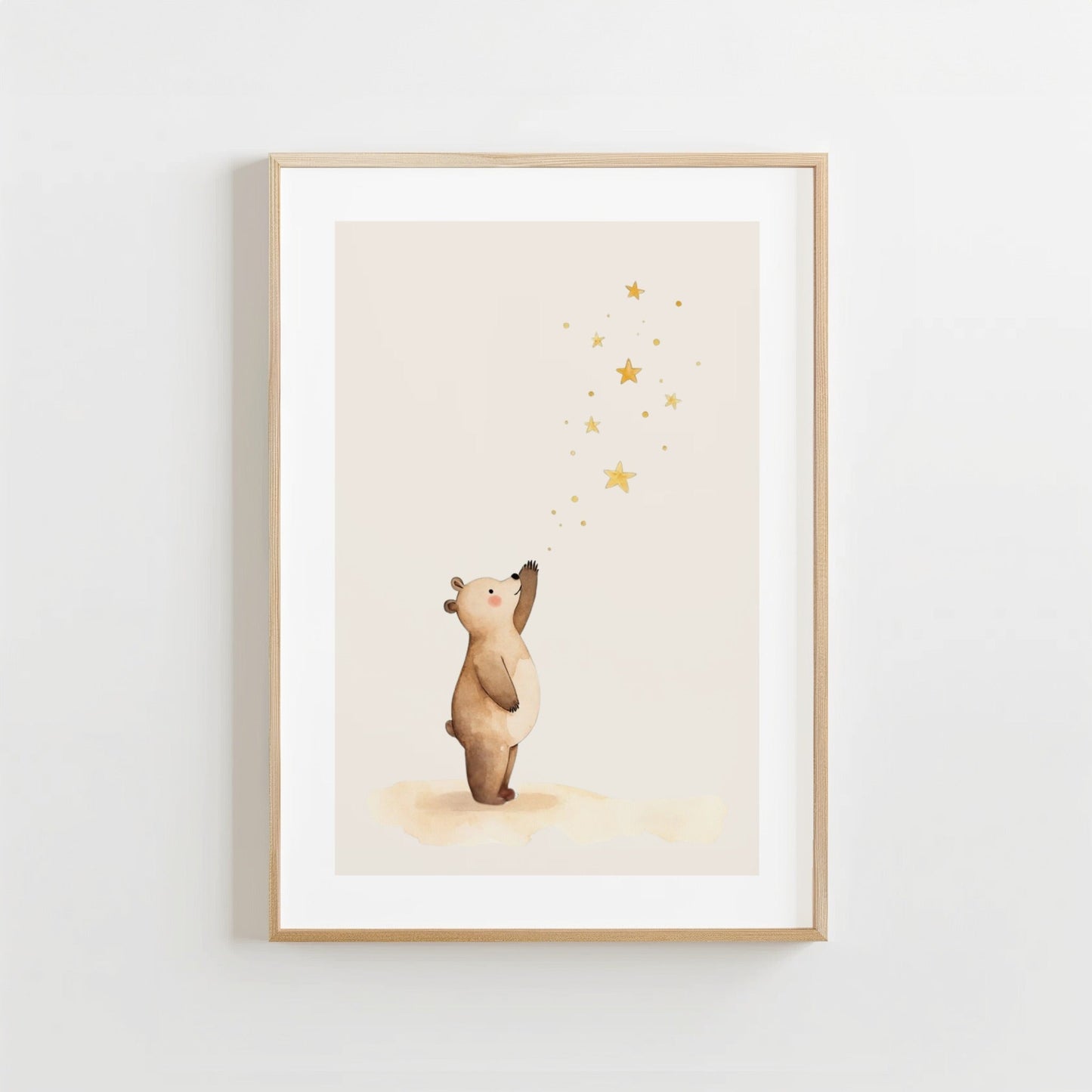 Beer Sterren Droom - Kinderkamer Poster of Canvas wanddecoratie