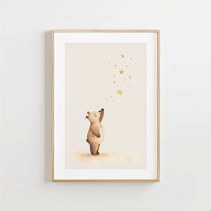 Beer Sterren Droom - Kinderkamer Poster of Canvas wanddecoratie