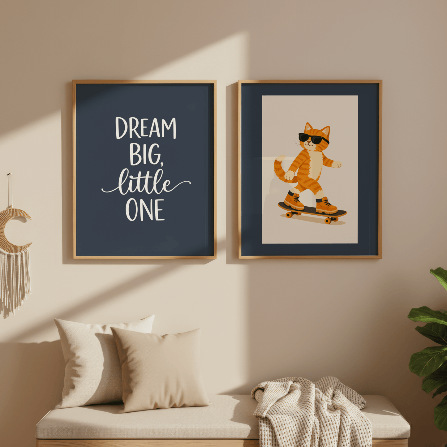 Dream Big Blauw - Kinderkamer Poster of Canvas wanddecoratie
