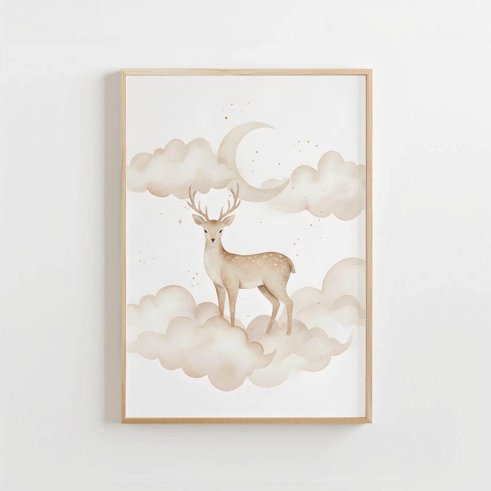 Dromerig Hert Bosdier - Babykamer poster of Canvas wanddecoratie