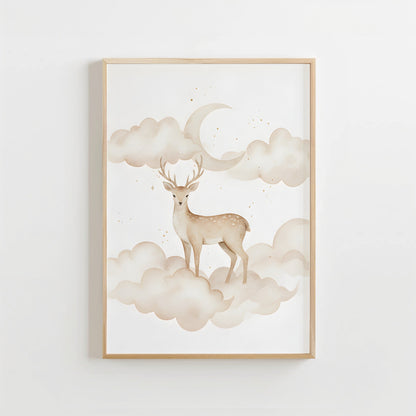 Dromerig Hert Bosdier - Babykamer poster of Canvas wanddecoratie