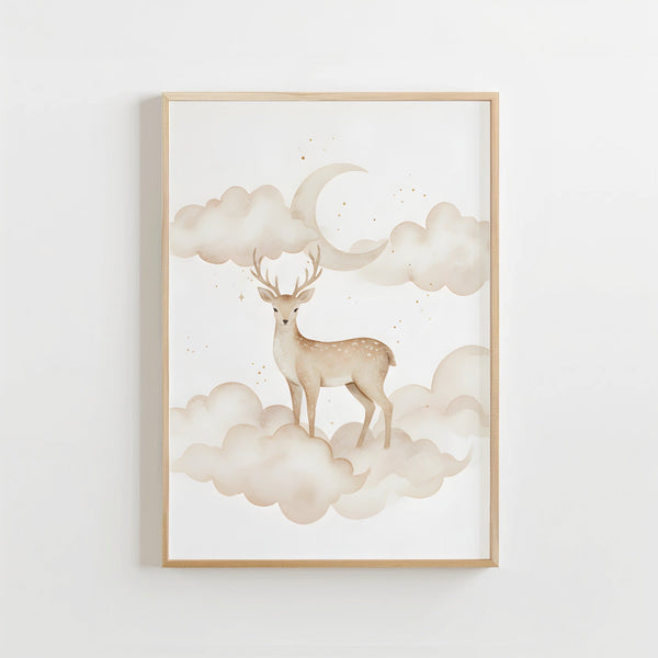Dromerig Hert Bosdier - Babykamer poster of Canvas wanddecoratie