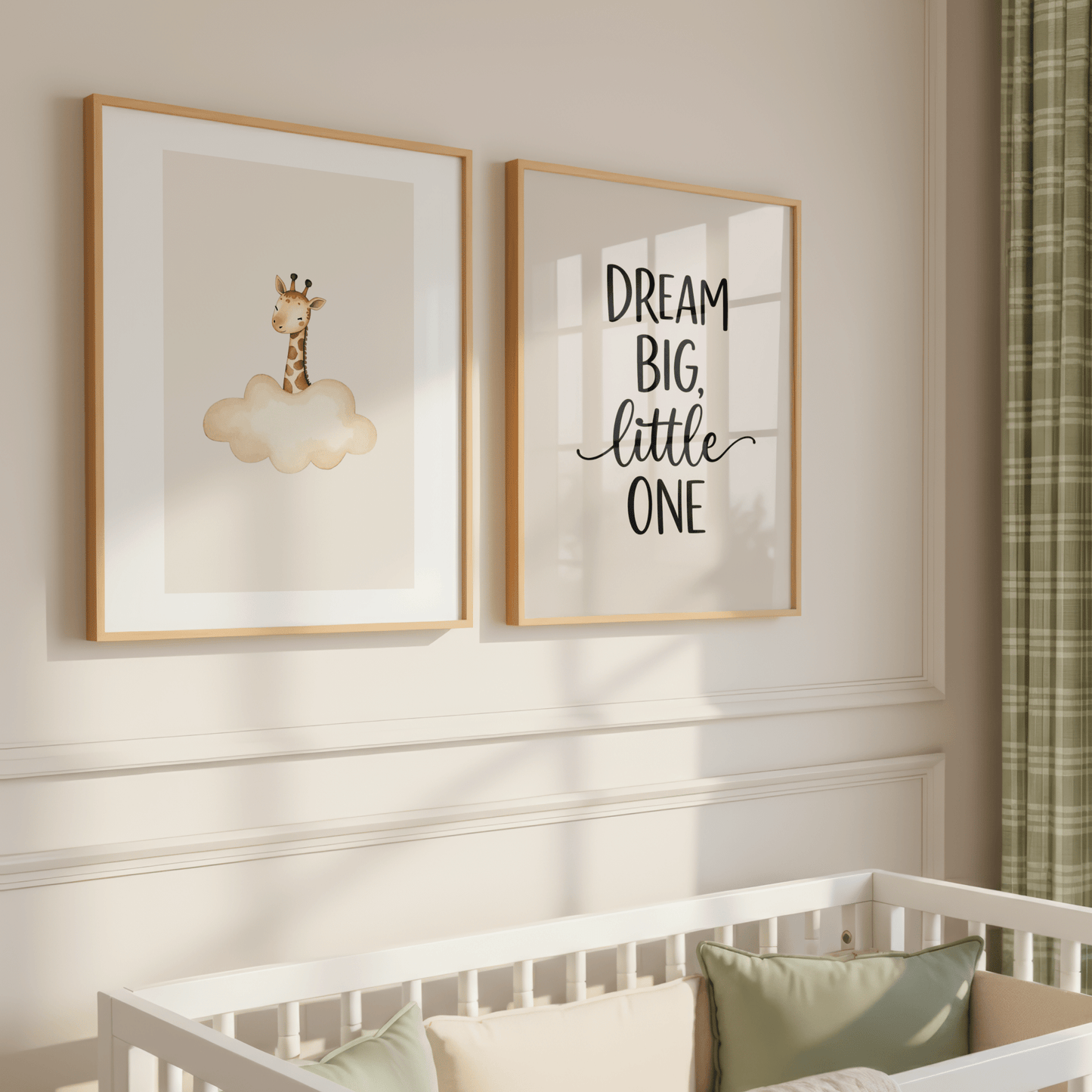 Giraffe uit Wolk - Babykamer Poster of Canvas wanddecoratie
