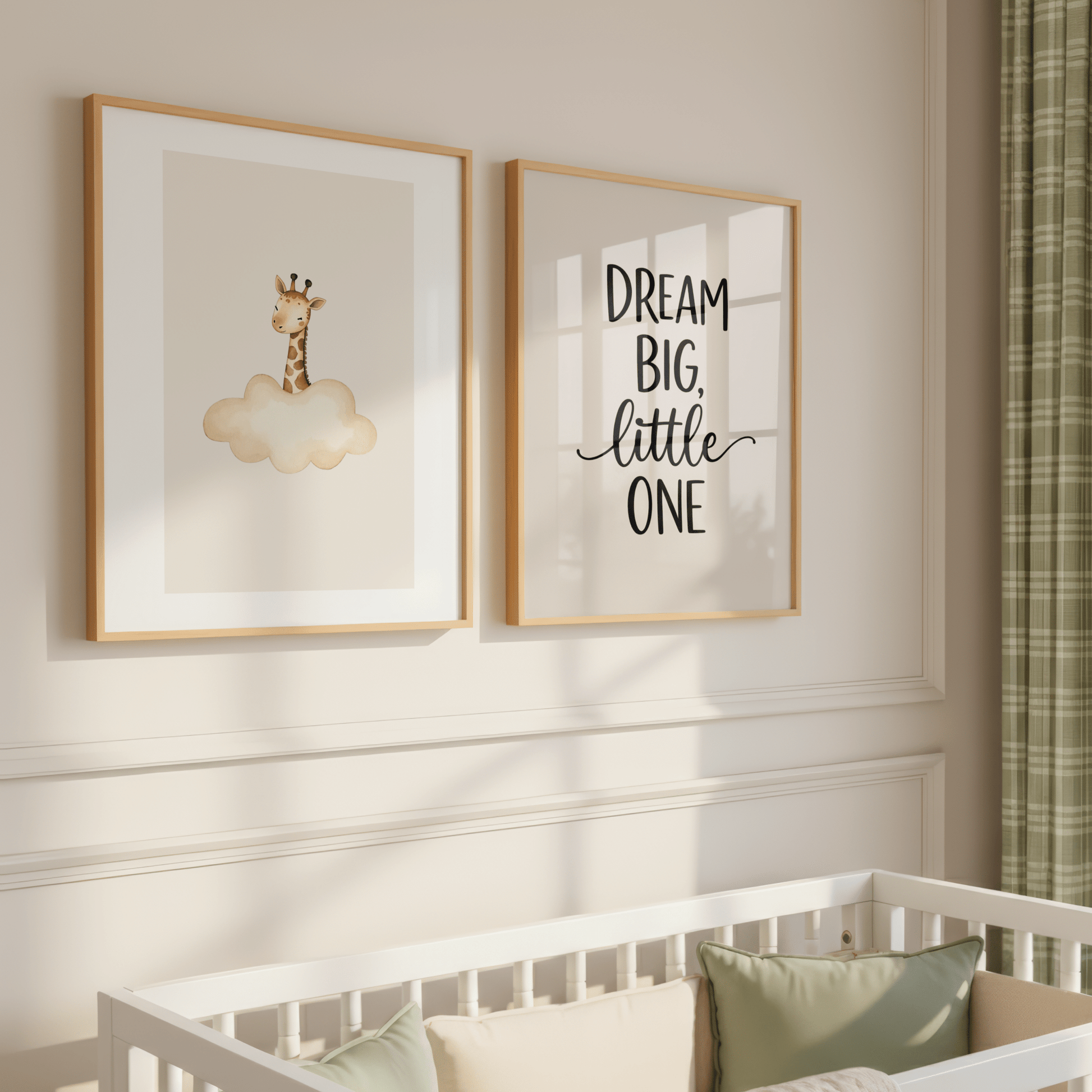 Giraffe uit Wolk - Babykamer Poster of Canvas wanddecoratie