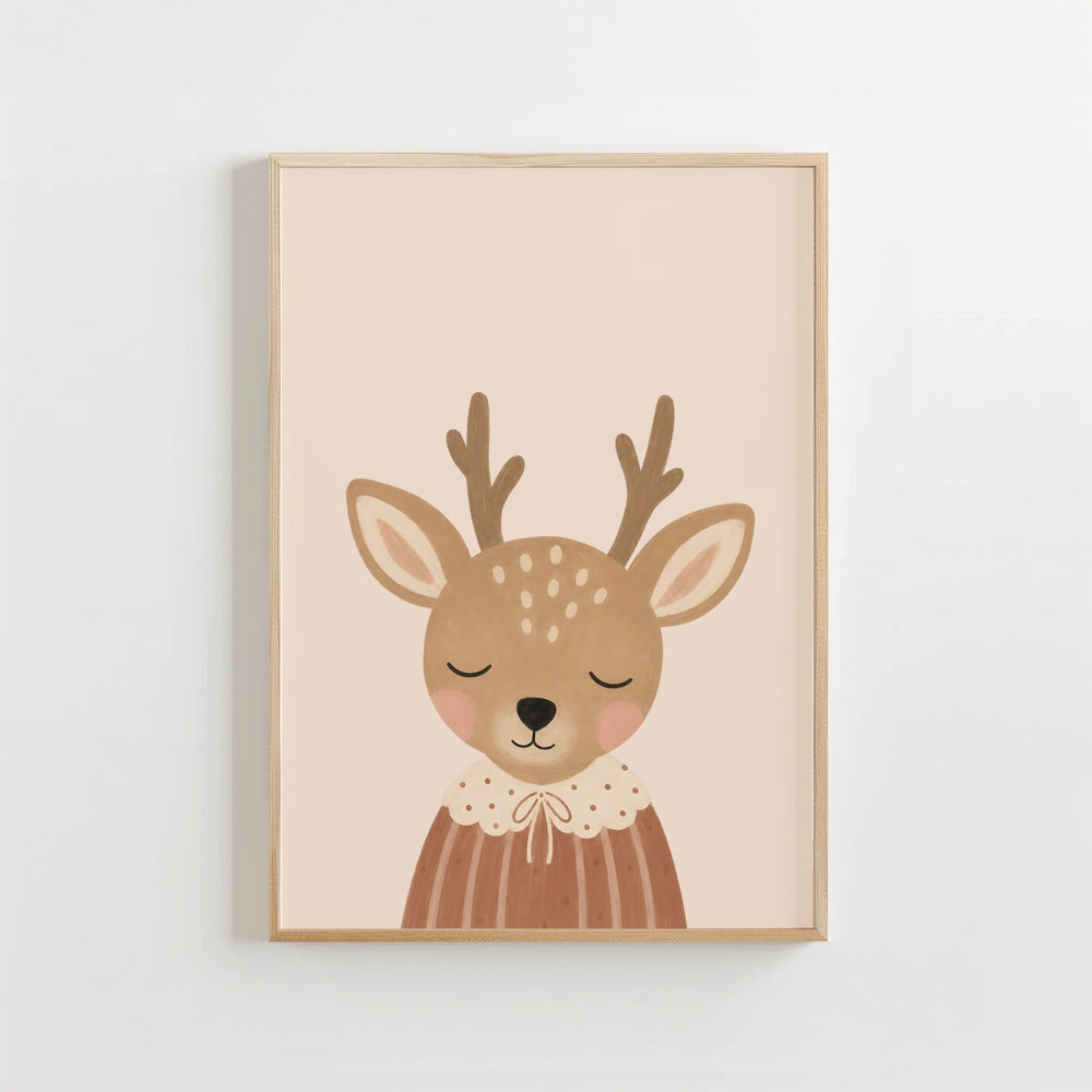Hert Poster Kinderkamer | Lieve Bosdieren Poster of Canvas wanddecoratie