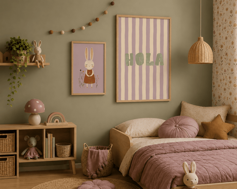 Hola Poster Kinderkamer | Vrolijke Tekst Poster of Canvas wanddecoratie