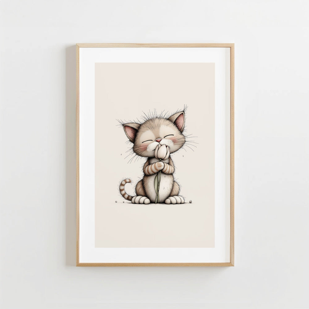 Knuffel Katje Tulp - Kinderkamer Poster of Canvas wanddecoratie