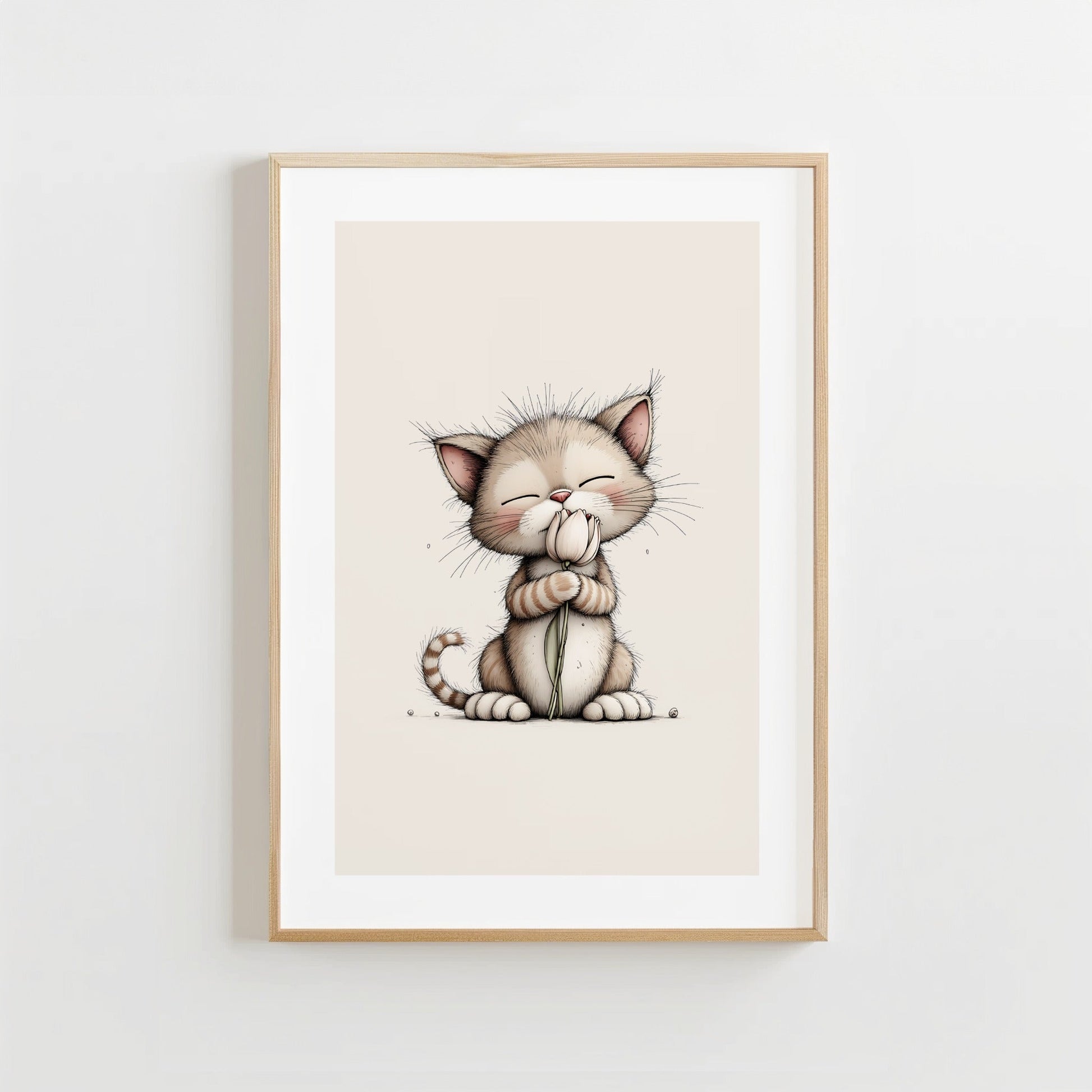 Knuffel Katje Tulp - Kinderkamer Poster of Canvas wanddecoratie