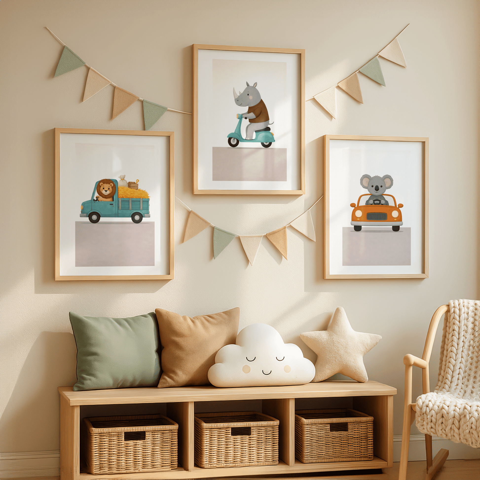 Koala Auto - Babykamer Poster of Canvas wanddecoratie