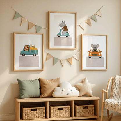 Koala Auto - Babykamer Poster of Canvas wanddecoratie