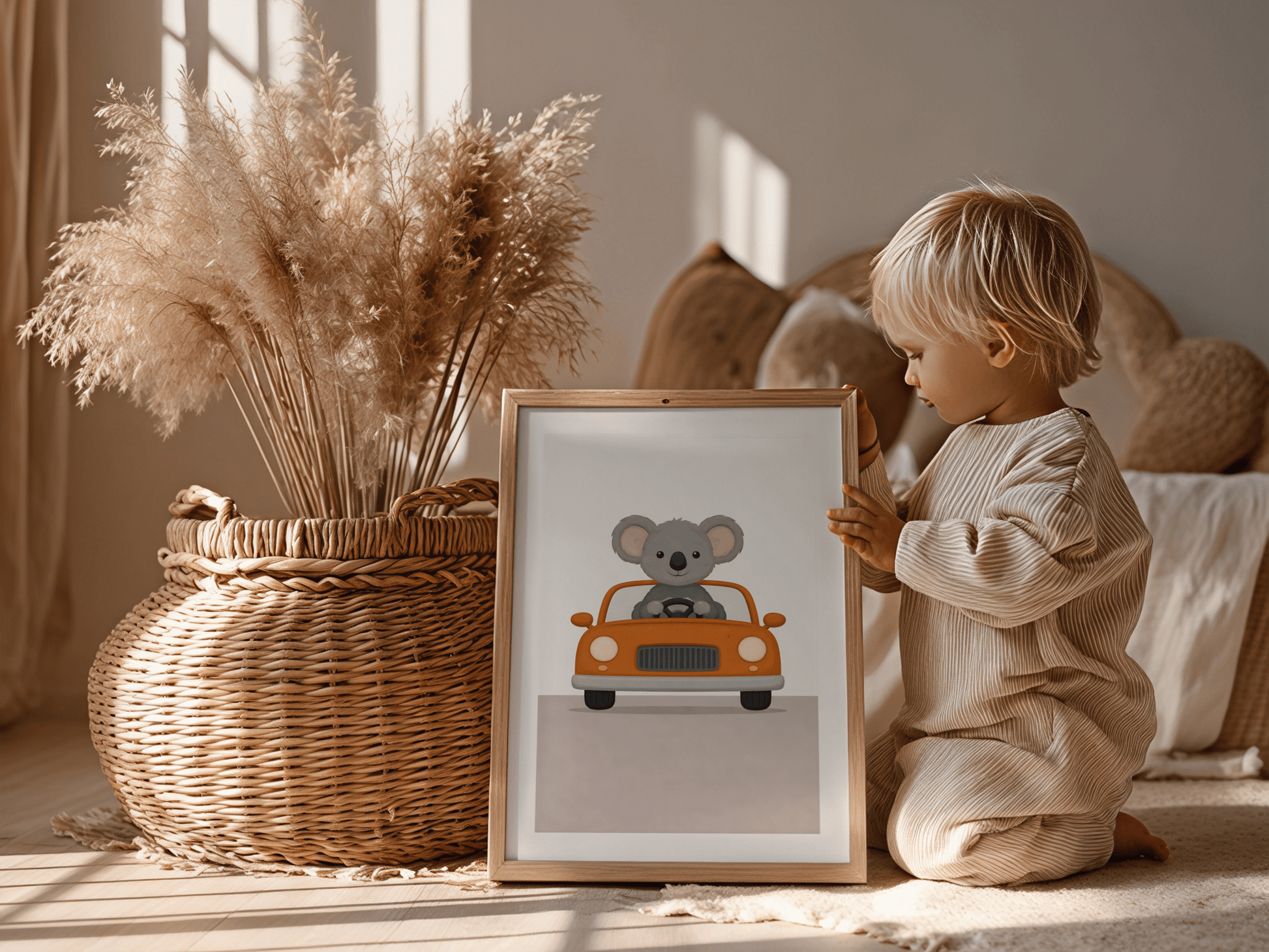 Koala Auto - Babykamer Poster of Canvas wanddecoratie