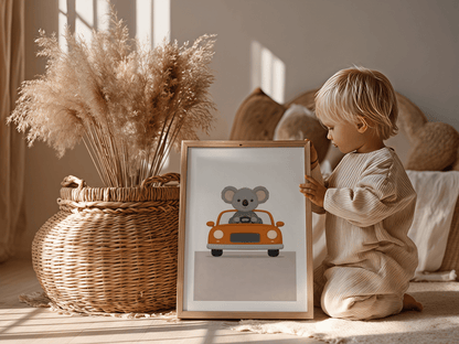 Koala Auto - Babykamer Poster of Canvas wanddecoratie