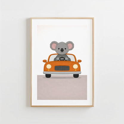 Koala Auto - Babykamer Poster of Canvas wanddecoratie